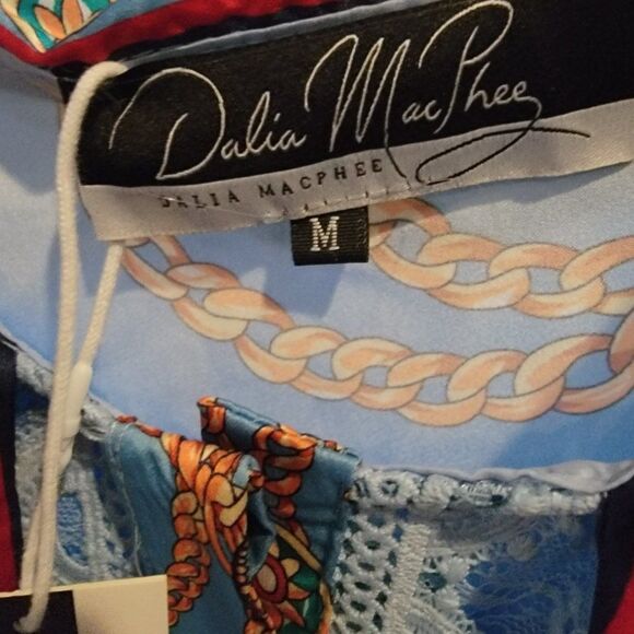 Dalia Macphee Women Lace Mosaic High Waist Long Sleeve Pleated Print Dre… - Picture 11 of 16